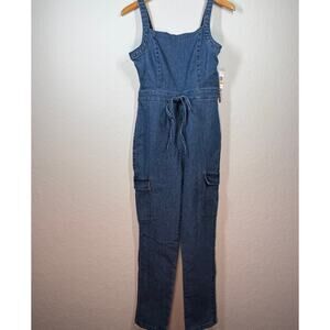 Women's TInsel Town Denim Blue Jean Sleeveless Jumpsuit Size‎ Small NEW